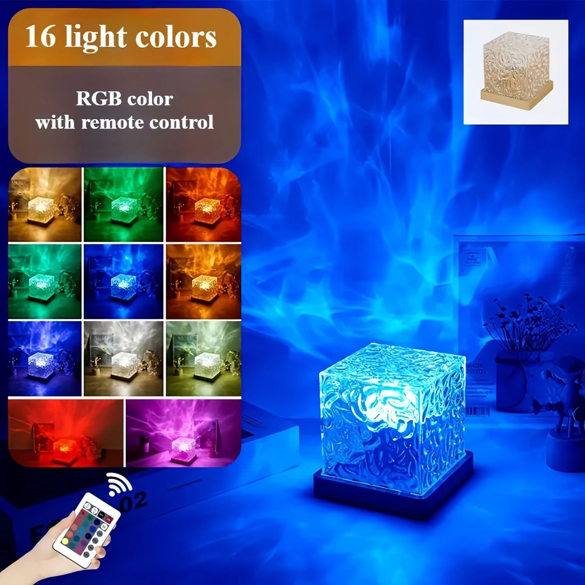 Creative Multi-Color Dynamic Water Ripple Night Light | Romantic Rotating Heart Atmosphere Lamp for Decorative Lighting