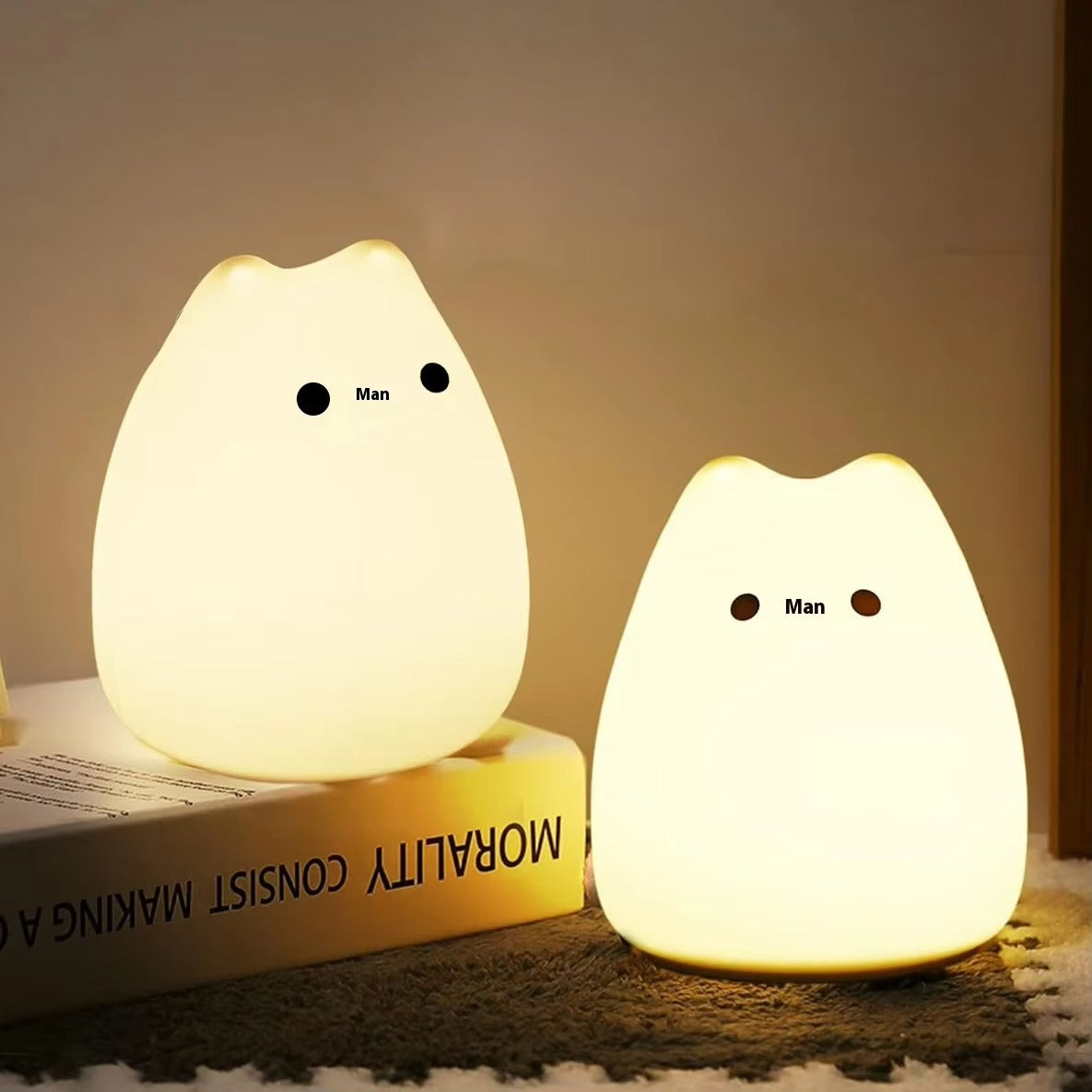 Creative Silicone Cat Night Light - Cross-Border Clap-Activated Colorful Atmosphere Mini Gift