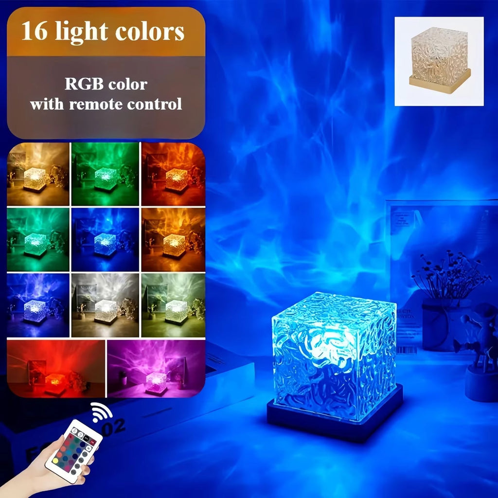 Creative Multi-Color Dynamic Water Ripple Night Light | Romantic Rotating Heart Atmosphere Lamp for Decorative Lighting