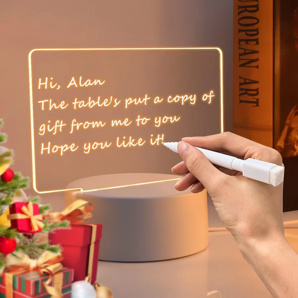 3D Message Board LED Night Light - Creative Table Lamp with Printable Logo - High-End Gift for Best Friend's Bedroom