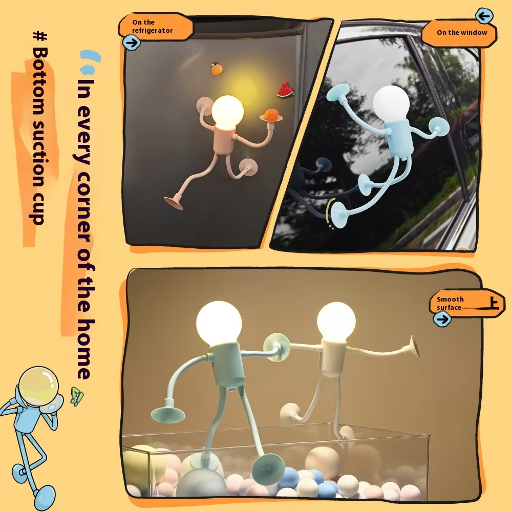 Cross-Border Cute LED Night Lights - New Sports-Themed Silicone Suction Cups in Various Shapes - Funny Decompression Ornaments