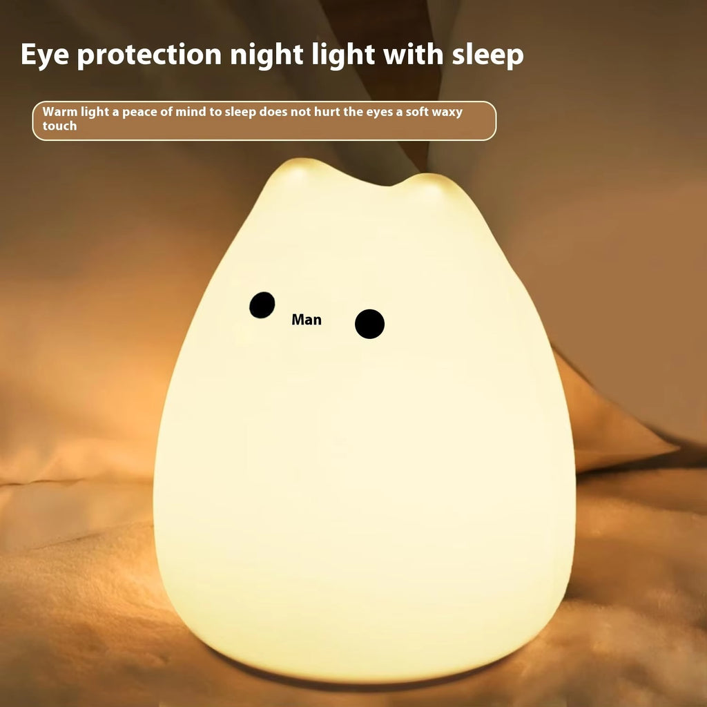 Creative Silicone Cat Night Light - Cross-Border Clap-Activated Colorful Atmosphere Mini Gift