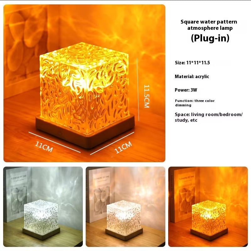 Creative Multi-Color Dynamic Water Ripple Night Light | Romantic Rotating Heart Atmosphere Lamp for Decorative Lighting