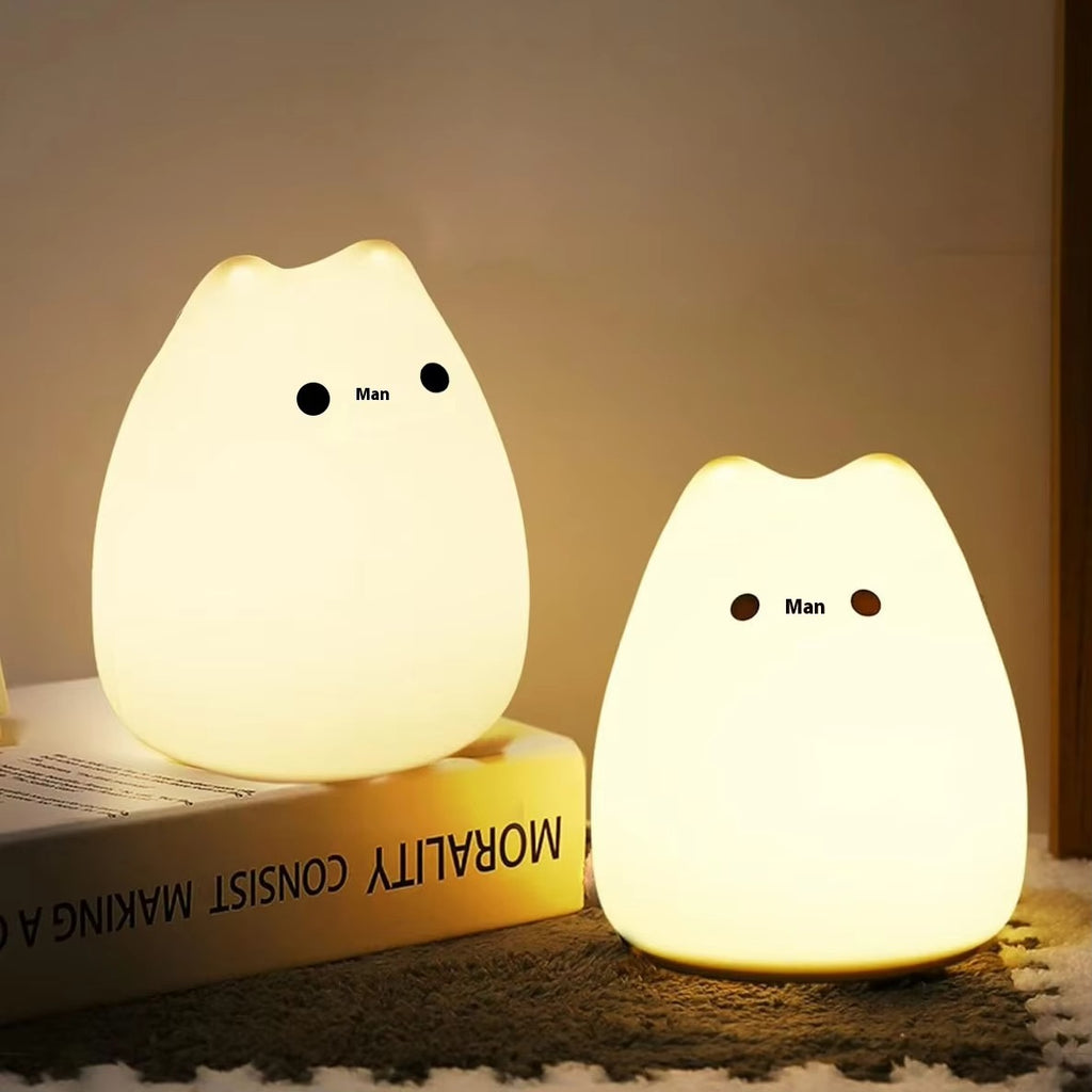 Creative Silicone Cat Night Light - Cross-Border Clap-Activated Colorful Atmosphere Mini Gift