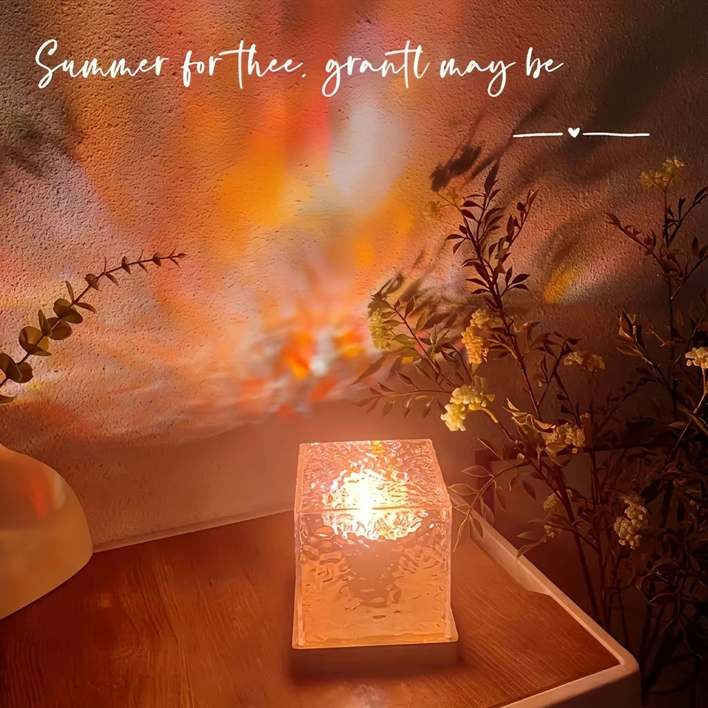 Creative Multi-Color Dynamic Water Ripple Night Light | Romantic Rotating Heart Atmosphere Lamp for Decorative Lighting