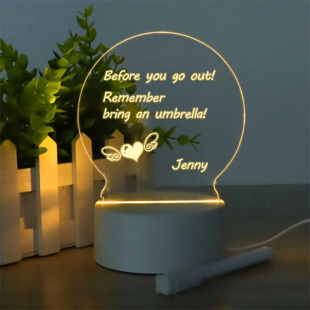 3D Message Board LED Night Light - Creative Table Lamp with Printable Logo - High-End Gift for Best Friend's Bedroom